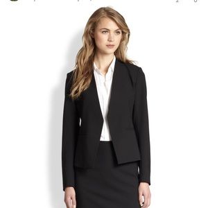Theory Women's Open Front Lanai Blazer 8 Black Stretch Wool Jacket